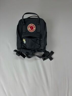 Fjallraven Kanken Mini Backpack in Black with Red Logo